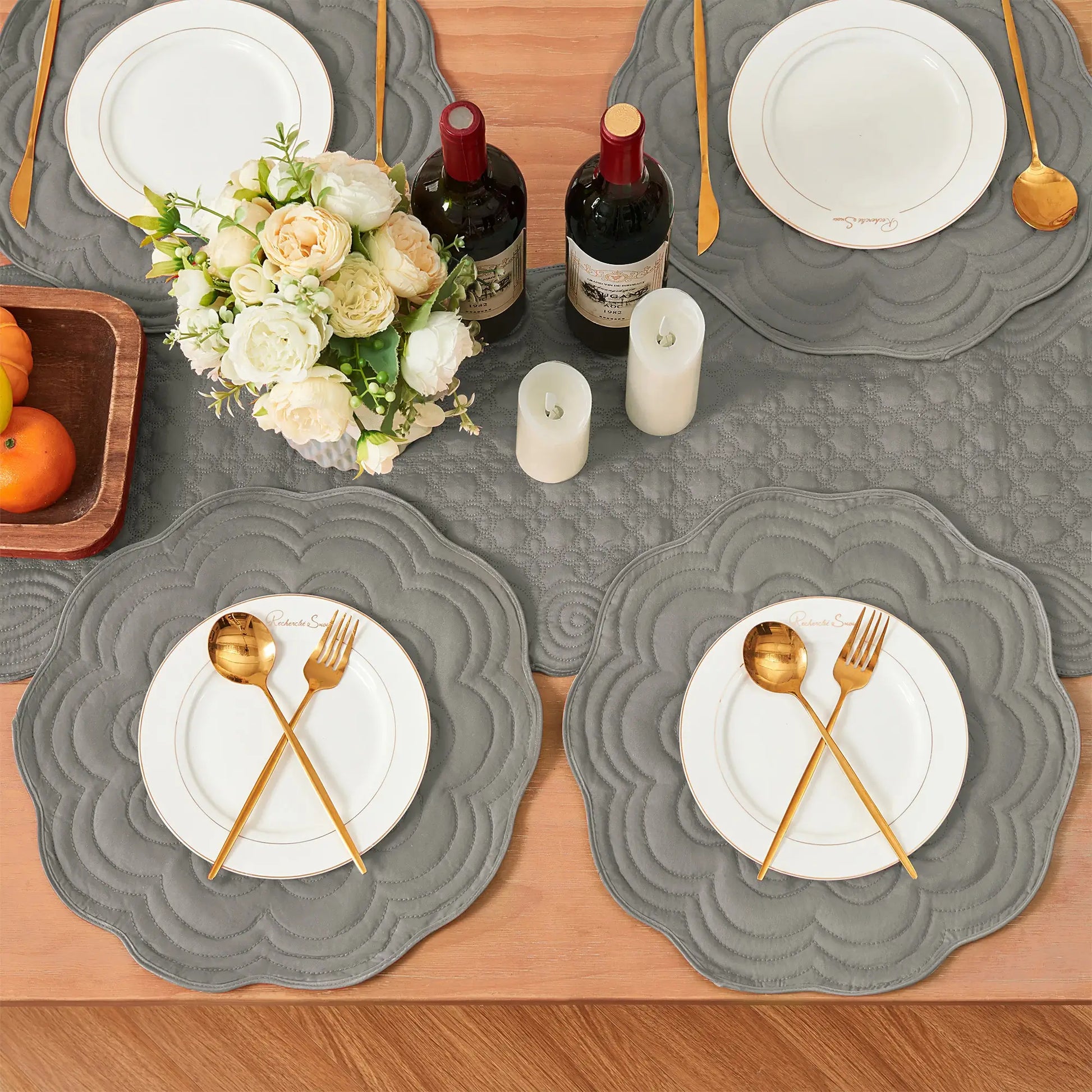 Light Gray Round Quilted Placemats – Loom And Mill